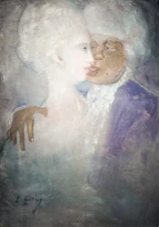 Mulatto Man and Sculpture-white Woman